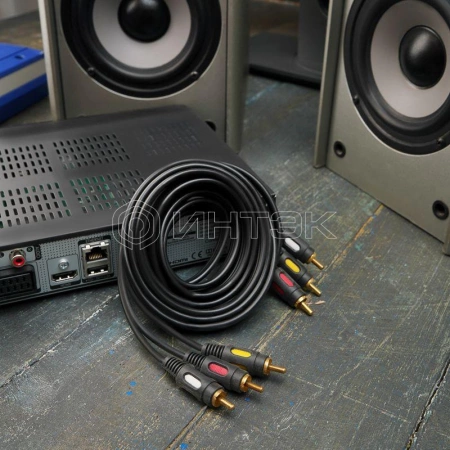 Шнур 3RCA - 3RCA 3м (GOLD) блист. Rexant 06-3051 изображение, фото