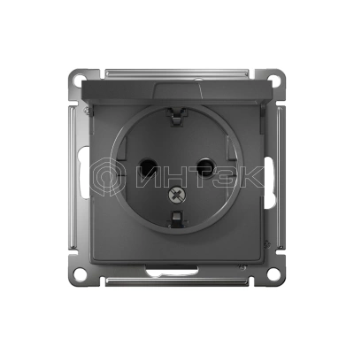 Розетка 1-м СП AtlasDesign 16А IP20 с заземл. защ. шторки с крышкой механизм сталь Systeme Electric ATN000946 изображение, фото