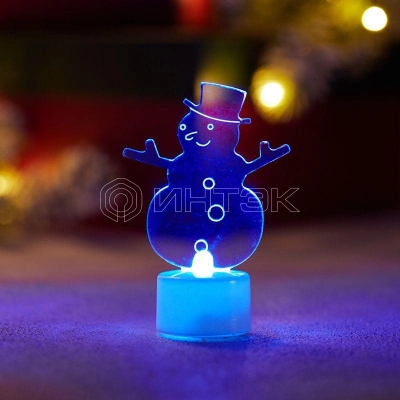 Фигура светодиодная "Снеговик в шляпе" 10см 1LED RGB 0.1Вт 4.5В IP20 на подставке элементы питания 3хAG13(LR44) (в компл.) Neon-Night 501-043 изображение, фото