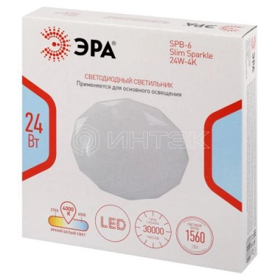 Светильник светодиодный Классик SPB-6 Slim Sparkle WH 24W-4K 24Вт 4000К без ДУ Эра Б0069787 изображение, фото