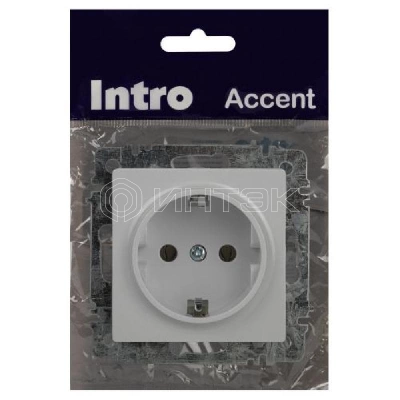 Розетка 1-м СП Accent 6-202-01 16А IP20 250В 2P+E Schuko AL/CU бел. Intro Б0063678 изображение, фото