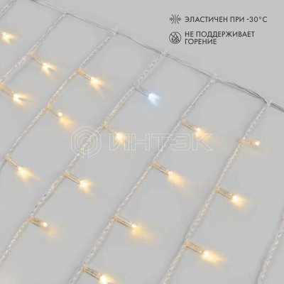 Гирлянда светодиодная "Айсикл" (бахрома) 4.8х0.6м 176LED тепл. бел. 230В IP65 эффект мерцания провод ПВХ прозр. нужен шнур 303-500-1 Neon-Night 255-186 изображение, фото