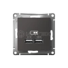 Розетка USB AtlasDesign тип A+A 5В/2.1А 2х5В/1.05А механизм базальт Systeme Electric ATN001433 изображение, фото