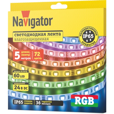 Лента светодиодная 95 314 NLS-5050RGB60-14.4-IP65-24V (уп.5м) Navigator 95314 изображение, фото