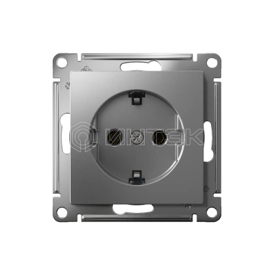 Розетка AtlasDesign 16А с заземл. быстрозажим. клем. механизм сталь Systeme Electric ATN000943S изображение, фото