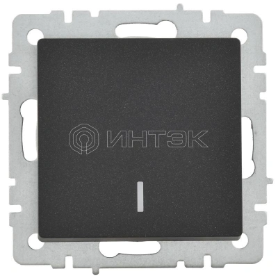 Выключатель 1-кл. СП BRITE ВС10-1-1-БрЧ 10А с индик. механизм черн. IEK BR-V10-1-10-K02 изображение, фото
