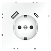 Розетка 1-м СП S70 16А с USB A+С с заземл. защ. шторки механизм бел. матов. Voltum VLS040502 изображение, фото