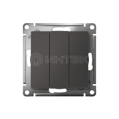 Выключатель 3-кл. AtlasDesign (сх. 1+1+1) 10AX механизм базальт Systeme Electric ATN001431 изображение, фото