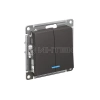 Выключатель 2-кл. AtlasDesign (сх. 5а) 10AX с подсветкой механизм базальт Systeme Electric ATN001453 изображение, фото
