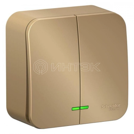Выключатель 2-кл. ОП Blanca 10А IP20 (сх. 5) 250В с подсветкой с изолир. пластиной титан Systeme Electric BLNVA105114 изображение, фото