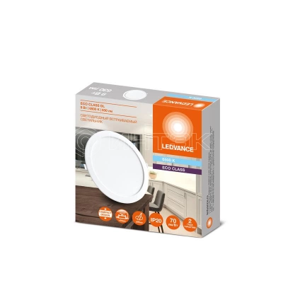 Светильник светодиодный Downlight DL 865 9Вт 6500К IP20 630лм ДВО встраив. даунлайт круглый бел. LEDVANCE 4607194235506 изображение, фото