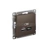Розетка USB AtlasDesign тип A+C 45Вт QC PD высокоскор. ЗУ механизм мокко Systeme Electric ATN000629 изображение, фото