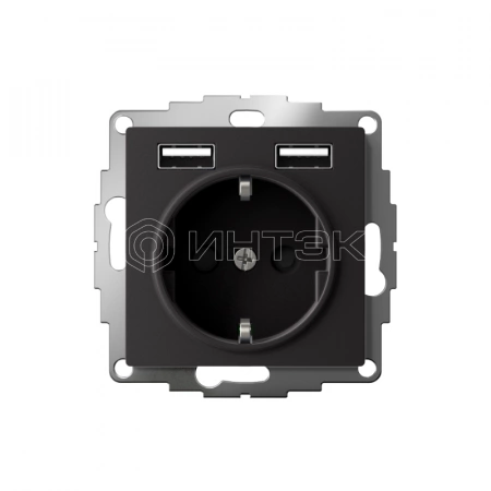 Розетка 1-м СП AtlasDesign 16А IP20 с 2-мя заряд. устройствами USB тип A+A 5В/2.4А 2х5В/1.2А механизм карбон Systeme Electric ATN001030 изображение, фото