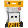 Розетка компьютерная двойн. СП RJ45 кат.5E BRITE РК10-2-БрБ механизм бел. IEK BR-K20-1-K01 изображение, фото