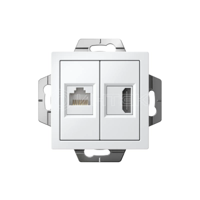 Розетка 2-м СП AtlasDesign HDMI + RJ45 кат.5E механизм бел. Systeme Electric ATN000182 изображение, фото