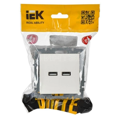 Розетка BRITE USB A+A 3.1А РЮ10-1-БрБ механизм бел. IEK BR-U21-D31-K01 изображение, фото