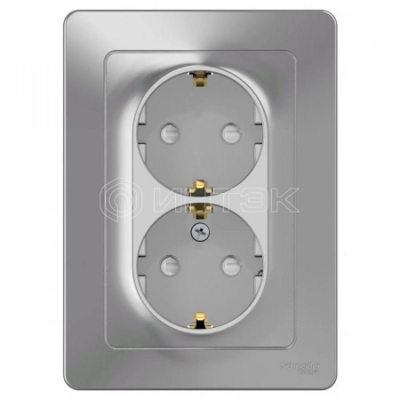 Розетка 2-м СП Blanca 16А IP20 250В с заземл. защ. шторки алюм. Systeme Electric BLNRS001123 изображение, фото