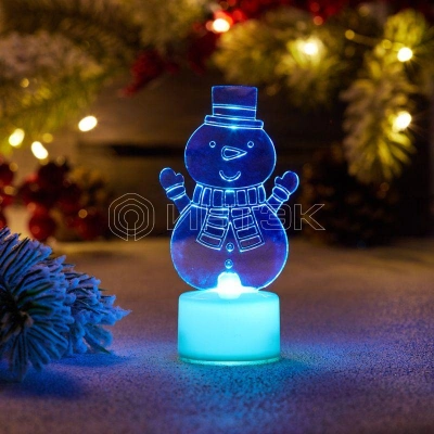 Фигура светодиодная "Снеговик с шарфом 2D" 1LED RGB 0.1Вт IP20 на подставке элементы питания 3хAG13(LR44) (в компл.) Neon-Night 501-053 изображение, фото