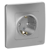 Розетка 1-м СП Blanca 16А IP20 250В с заземл. защ. шторки алюм. Systeme Electric BLNRS001113 изображение, фото
