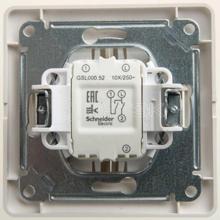 Выключатель 2-кл. СП Glossa 10А IP20 (сх. 5) 10AX в сборе перламутр. Systeme Electric GSL000652 изображение, фото