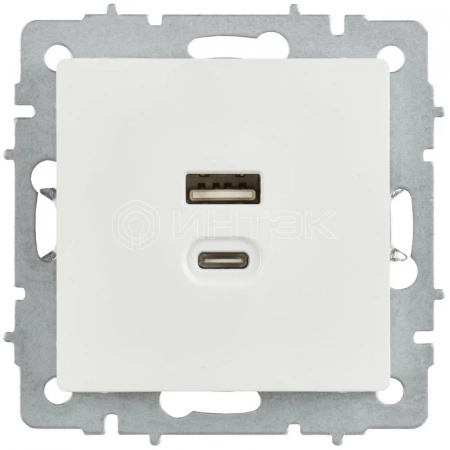 Розетка СП BRITE РЮ11-2-БрБ USB A+C 45Вт высокоскор. заряд. бел. IEK BR-U22-045-K01 изображение, фото
