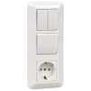 Блок СП Blanca / Прима (розетка с заземл. + 1-кл. + 2-кл. выкл.) (розн. упак.) бел. Systeme Electric BK2VR-008A-BI изображение, фото