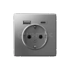 Розетка ArtGallery 16А с 2-мя заряд. устройствами USB A+C 5В/2.4А/3А 2х5В/1.5А механизм сталь Systeme Electric GAL000932 изображение, фото