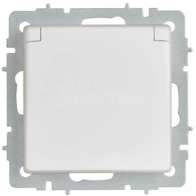 Розетка BRITE РСбш10-3-44-БрАБ 16А IP44 с заземл. защ. шторки с крышкой механизм арктич. бел. IEK BR-R16-16-44-K91 изображение, фото
