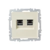 Розетка компьютерная двойн. СП RJ45 кат.5E BRITE РК10-2-БрКр механизм беж. IEK BR-K20-1-K10 изображение, фото