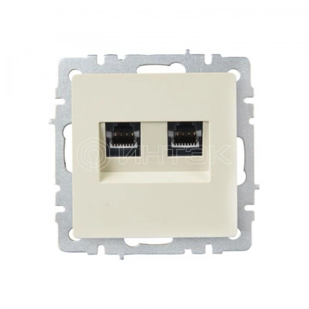 Розетка компьютерная двойн. СП RJ45 кат.5E BRITE РК10-2-БрКр механизм беж. IEK BR-K20-1-K10 изображение, фото