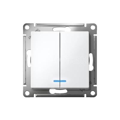 Выключатель 2-кл. СП AtlasDesign 10А IP20 (сх. 5а) 10AX с подсветкой механизм бел. Systeme Electric ATN000153 изображение, фото