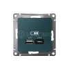 Розетка USB AtlasDesign тип A+C 5В/2.4А 2х5В/1.2А механизм изумруд Systeme Electric ATN000839 изображение, фото