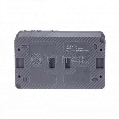 Блок ОП AtlasDesign PROFI IP54 (розетка 1-м 16А заземл. защ. шторки + 2-кл. выключатель 10А) антрацит Systeme Electric ATN544074 изображение, фото