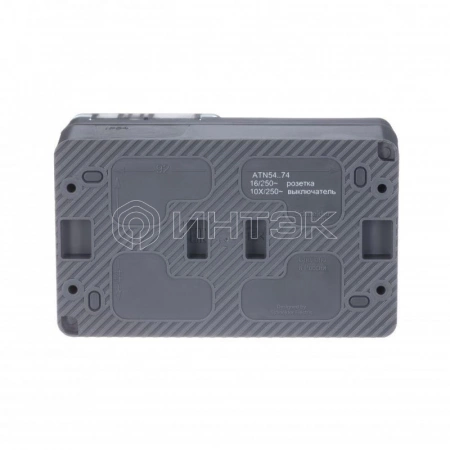 Блок ОП AtlasDesign PROFI IP54 (розетка 1-м 16А заземл. защ. шторки + 2-кл. выключатель 10А) антрацит Systeme Electric ATN544074 изображение, фото
