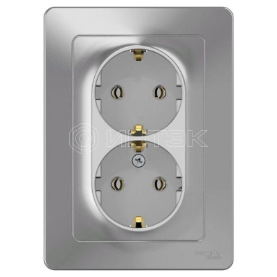 Розетка 2-м СП Blanca 16А IP20 250В с заземл. без защ. шторок алюм. Systeme Electric BLNRS001023 изображение, фото