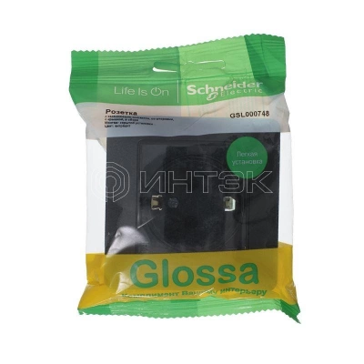 Розетка 1-м СП 1мод. Glossa 16А IP44 с заземл. защ. шторки с крышкой в сборе антрацит Systeme Electric GSL000748 изображение, фото