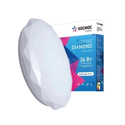 Светильник светодиодный Classic DIAMOND 36Вт 230В 4000К 2340лм 368х65мм настенно-потолочный КОСМОС KCDiam36W_4000 изображение, фото