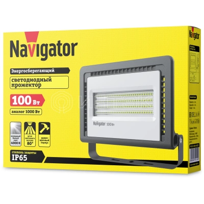 Прожектор светодиодный 14 149 NFL-01-100-4K-LED 100Вт 4000К IP65 8100лм черн. Navigator 14149 изображение, фото
