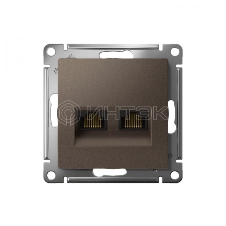 Розетка компьютерная 2-м AtlasDesign RJ45 кат.5E механизм мокко Systeme Electric ATN000685 изображение, фото