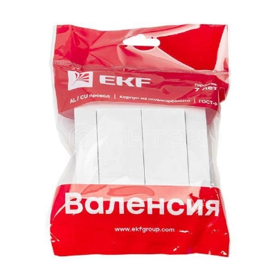 Выключатель 2-кл. СП Валенсия 10А IP20 бел. PROxima EKF EWV10-023-10 изображение, фото