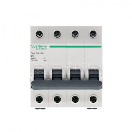 Выключатель автоматический модульный 4п B 6А 4.5кА City9 Set 400В Systeme Electric C9F14406 изображение, фото