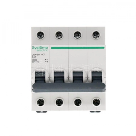 Выключатель автоматический модульный 4п B 16А 4.5кА City9 Set 400В Systeme Electric C9F14416 изображение, фото