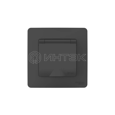 Розетка 1-м СП Blanca 16А IP44 250В с заземл. защ. шторки с крышкой антрацит Systeme Electric BLNRS441116 изображение, фото