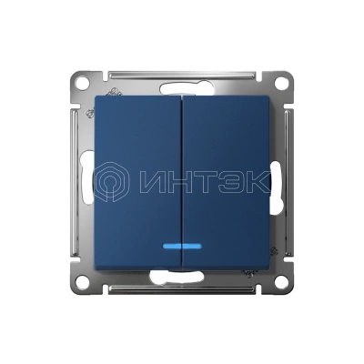 Выключатель 2-кл. AtlasDesign (сх. 5а) 10AX с подсветкой механизм аквамарин Systeme Electric ATN001153 изображение, фото