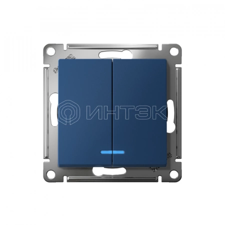 Выключатель 2-кл. AtlasDesign (сх. 5а) 10AX с подсветкой механизм аквамарин Systeme Electric ATN001153 изображение, фото