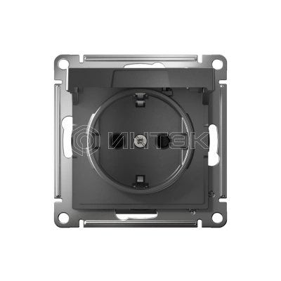 Розетка AtlasDesign 16А IP20 с заземл. защ. шторки с крышкой быстрозажим. клем. механизм сталь Systeme Electric ATN000946S изображение, фото