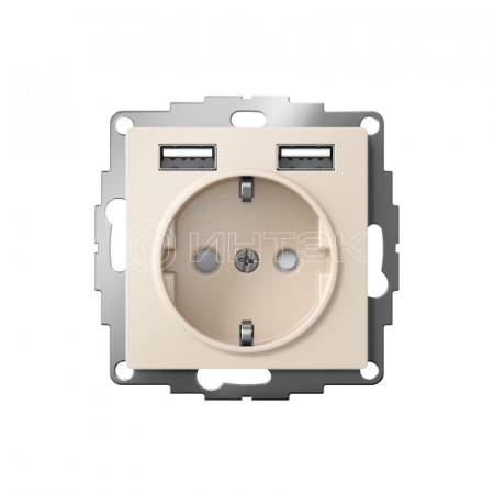 Розетка 1-м СП AtlasDesign 16А IP20 с 2-мя заряд. устройствами USB тип A+A 5В/2.4А 2х5В/1.2А механизм беж. Systeme Electric ATN000230 изображение, фото