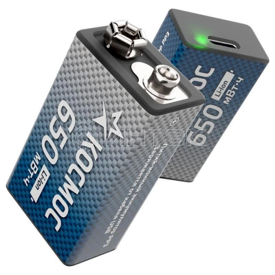 Аккумулятор крона Li-ion 9В 650мВт.ч (уп.2шт) КОСМОС KOCLi9V650mAh2B изображение, фото