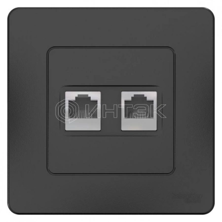 Розетка компьютерная + телефонная 2-м СП Blanca RJ45 кат.5E + RJ11 антрацит Systeme Electric BLNIS045116 изображение, фото