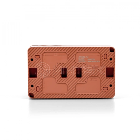 Блок ОП AtlasDesign PROFI IP54 (розетка 1-м 16А заземл. защ. шторки + 2-кл. выключатель 10А) терракот. Systeme Electric ATN547074 изображение, фото